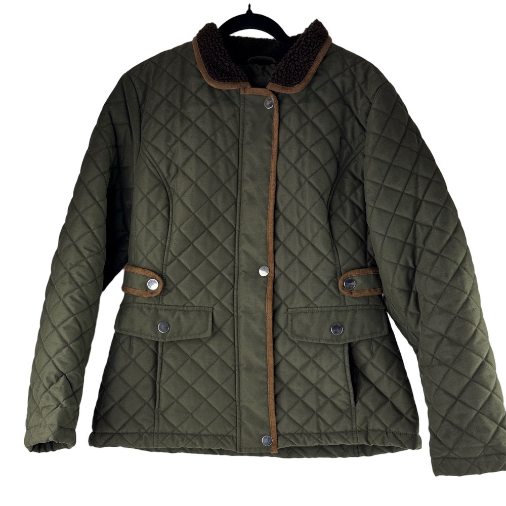 Vintage Liz Claiborne Green Quilted Utility Jacket